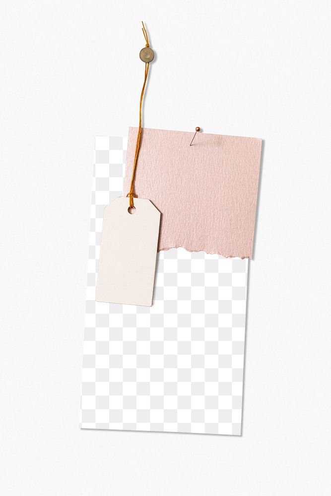 Transparent note png, paper mockup, pinned on white wall