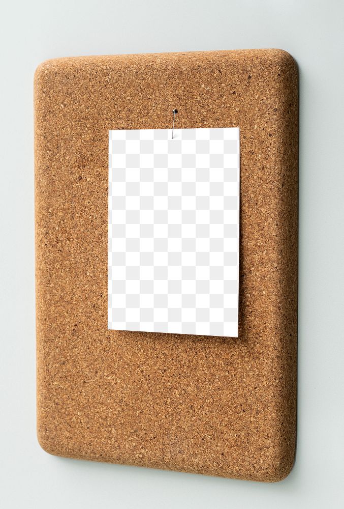 Note mockup png, paper on brown corkboard