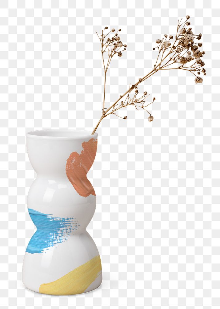Acrylic painted vase mockup png in aesthetic creative style
