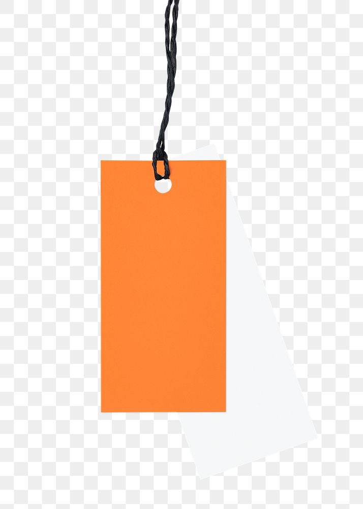 Orange label png, tag sticker with rope