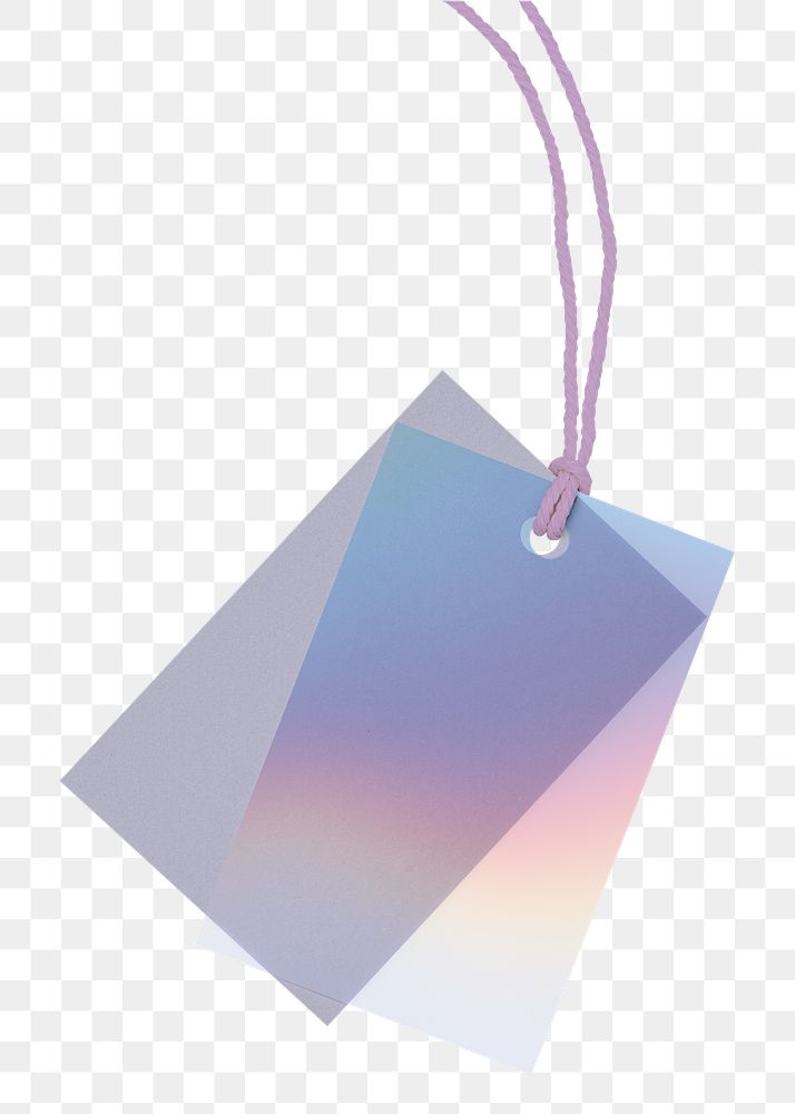 Gradient pastel label png, tag sticker with rope