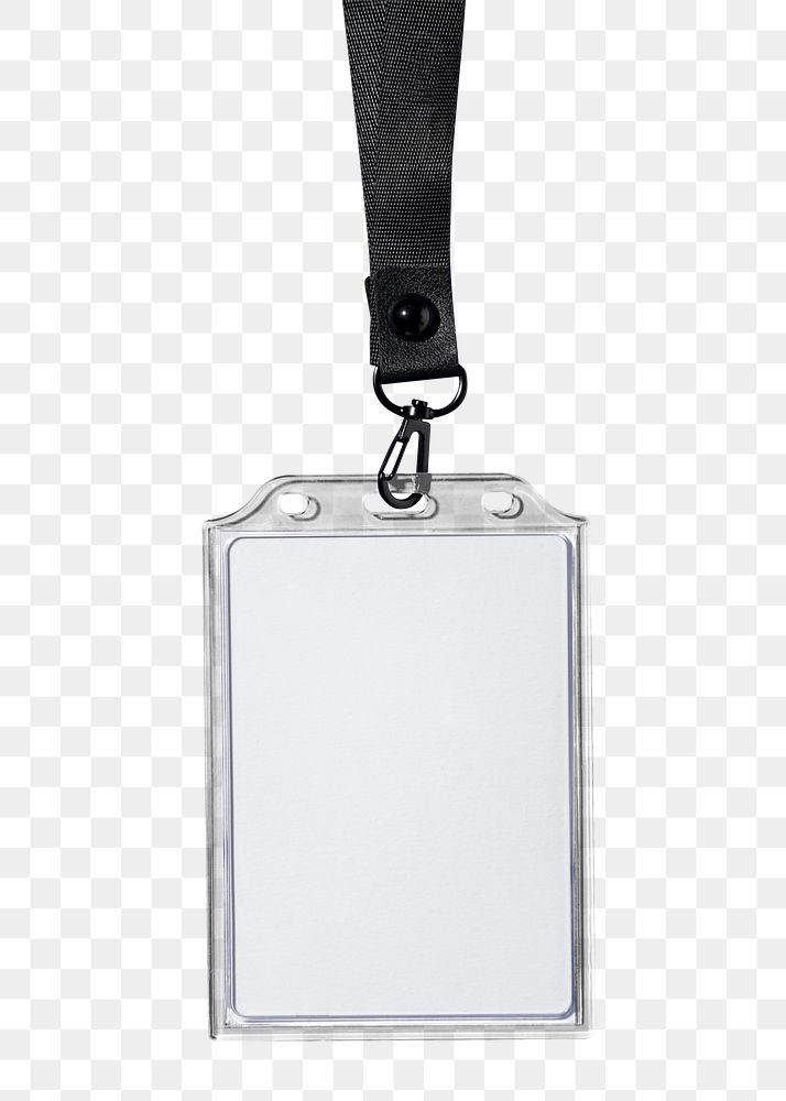 Blank ID holder png, black lanyard sticker