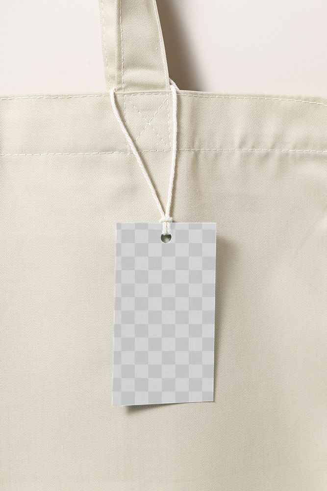 Transparent label mockup png, tote bag tag, business branding design