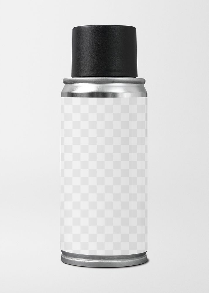 Spray can png mockup, aerosol product, transparent label