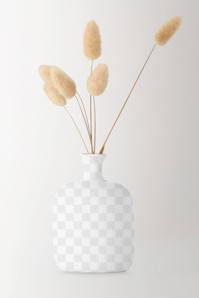 White vase mockup png, Autumn reed plant