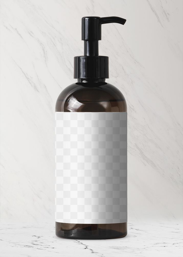 Pump bottle png mockup, cosmetic dispenser, transparent product label
