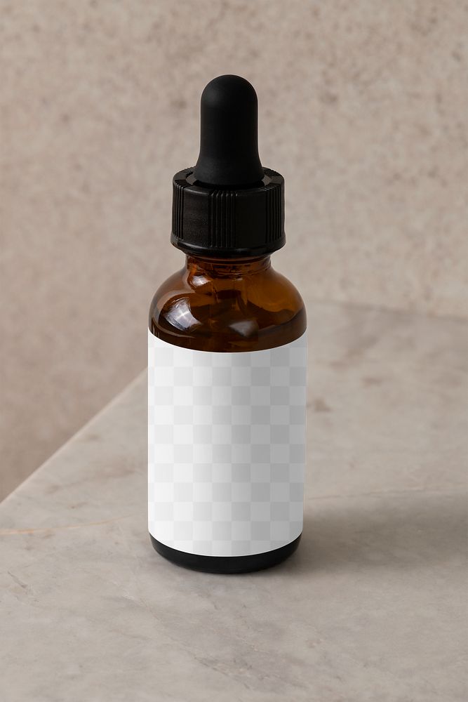 Dropper bottle png mockup, cosmetic product label