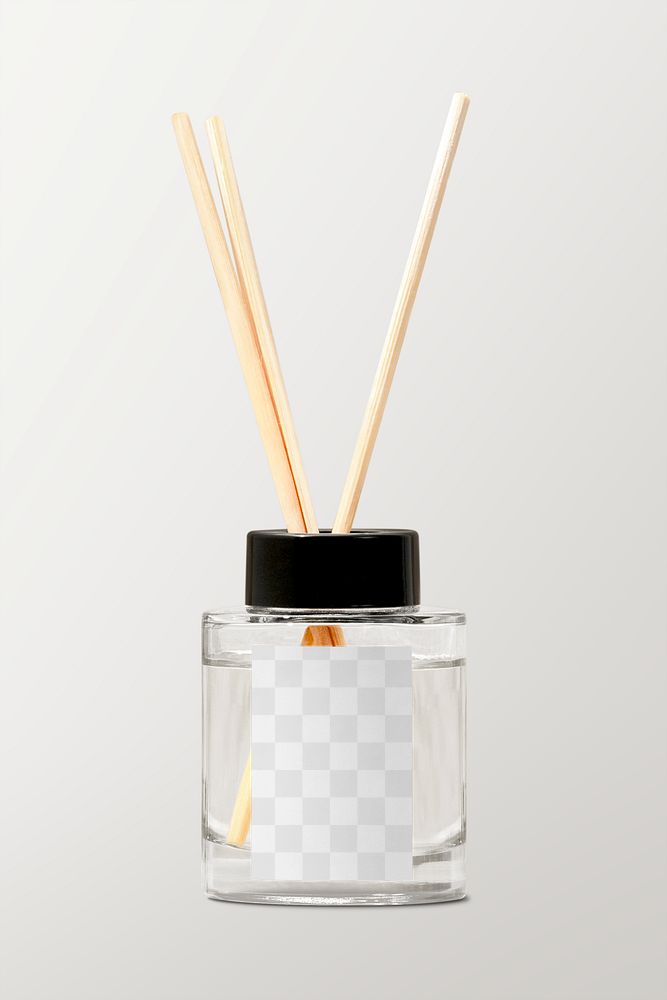 Reed diffuser mockup png, transparent product label