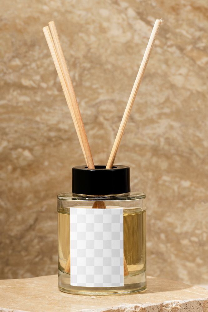 Aroma diffuser mockup png, transparent natural product label