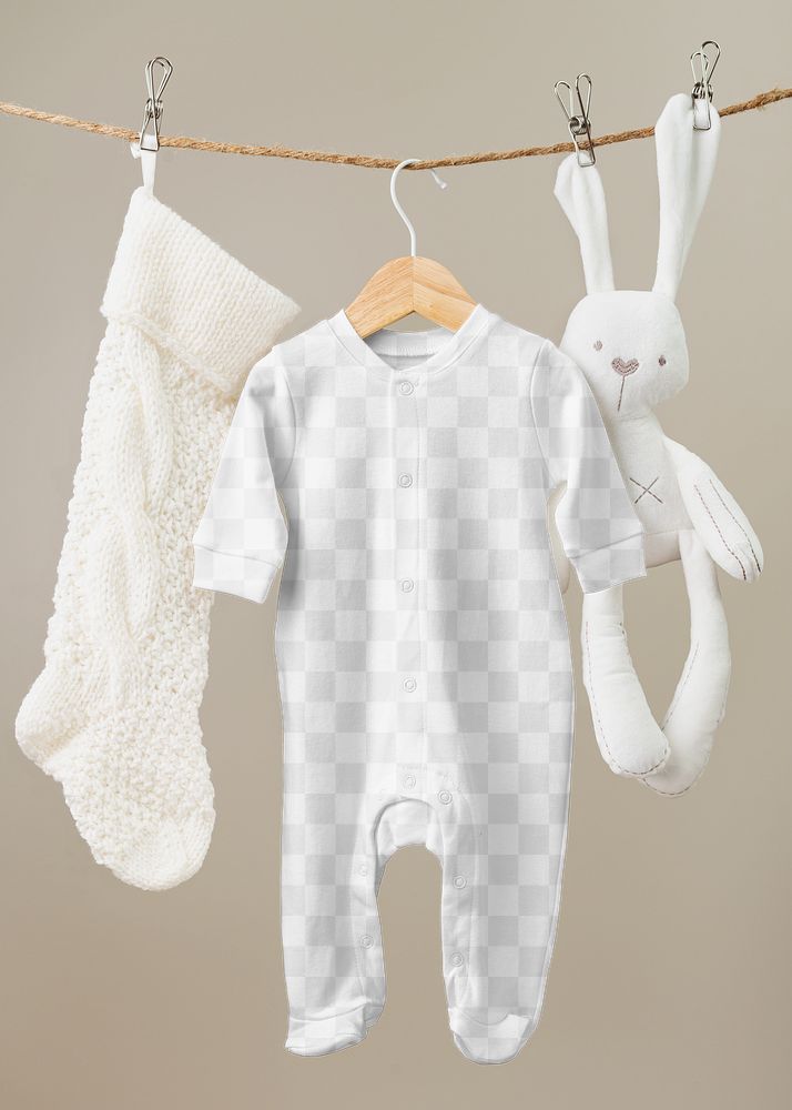 Toddler pajamas png mockup, kids apparel in transparent design