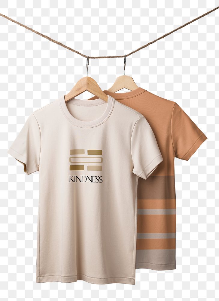 T-shirt png, beige simple fashion with printed kindness word, transparent design transparent background 