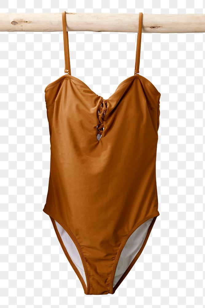 Brown swimsuit png, women&rsquo;s swimwear fashion in simple design