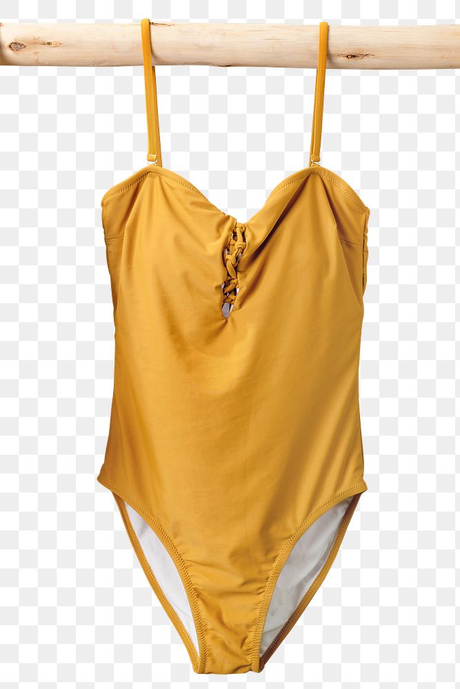 Yellow swimsuit png, women&rsquo;s swimwear fashion in simple design