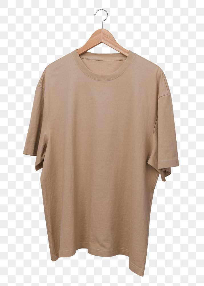 Brown oversized t-shirt png, unisex fashion design transparent background 