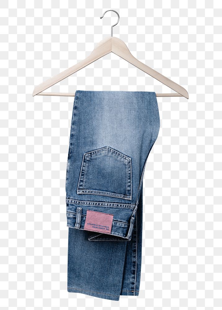 Blue jeans png transparent, pink label design
