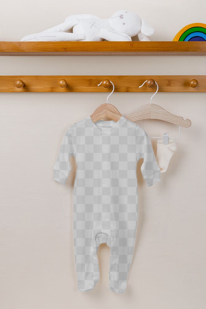 Toddler pajamas png mockup, kids apparel in transparent design