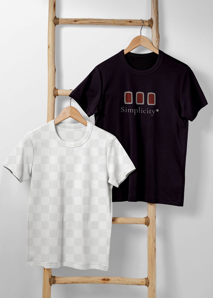 Printed t-shirt png mockup, casual fashion in transparent design set