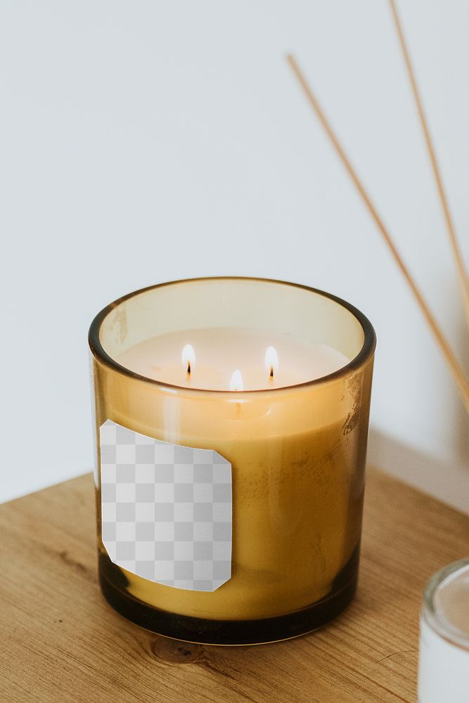 Candle png label mockup, transparent design 