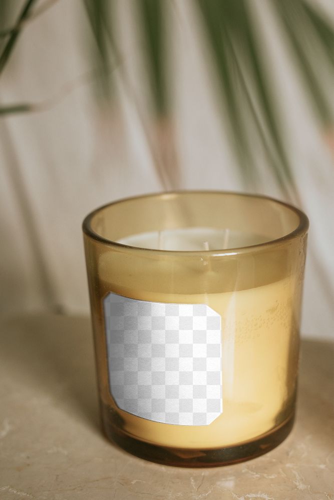 Product label png mockup, aroma candle in glass jar