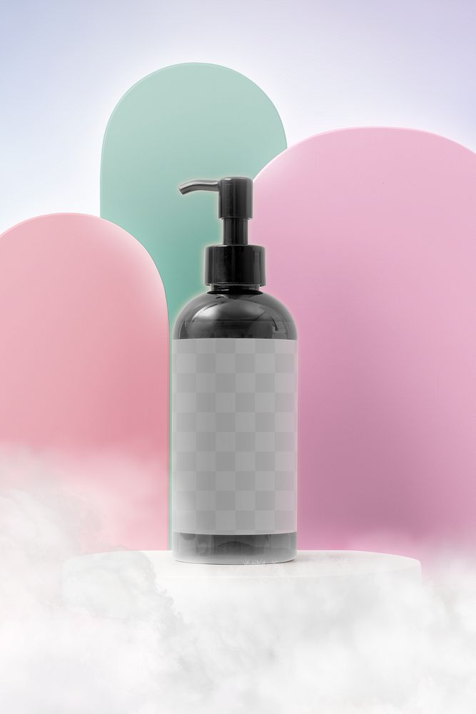 Beauty bottle mockup png, transparent label design, skincare product packaging