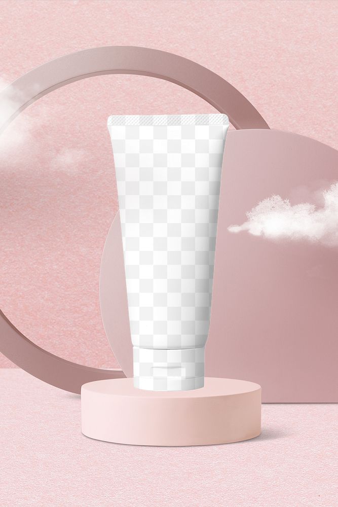 Skincare tube mockup png transparent, beauty product packaging
