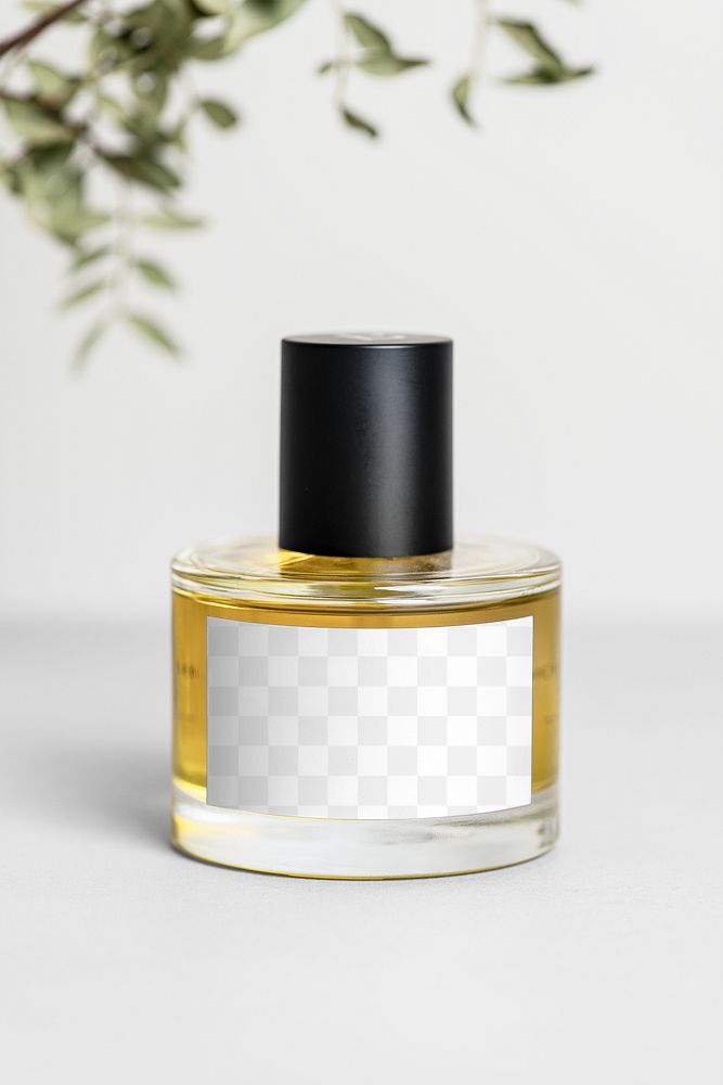 Bottle label mockup png transparent, perfume packaging, business branding design