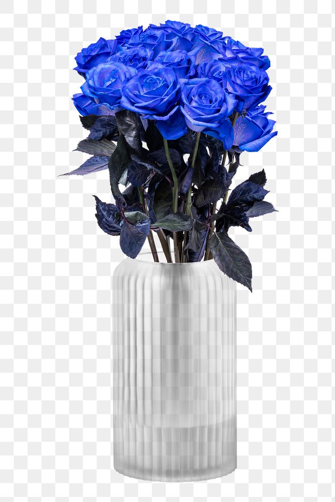 Blue roses png, glass vase, collage element