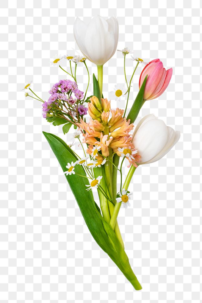 PNG white and pink flower bouquet