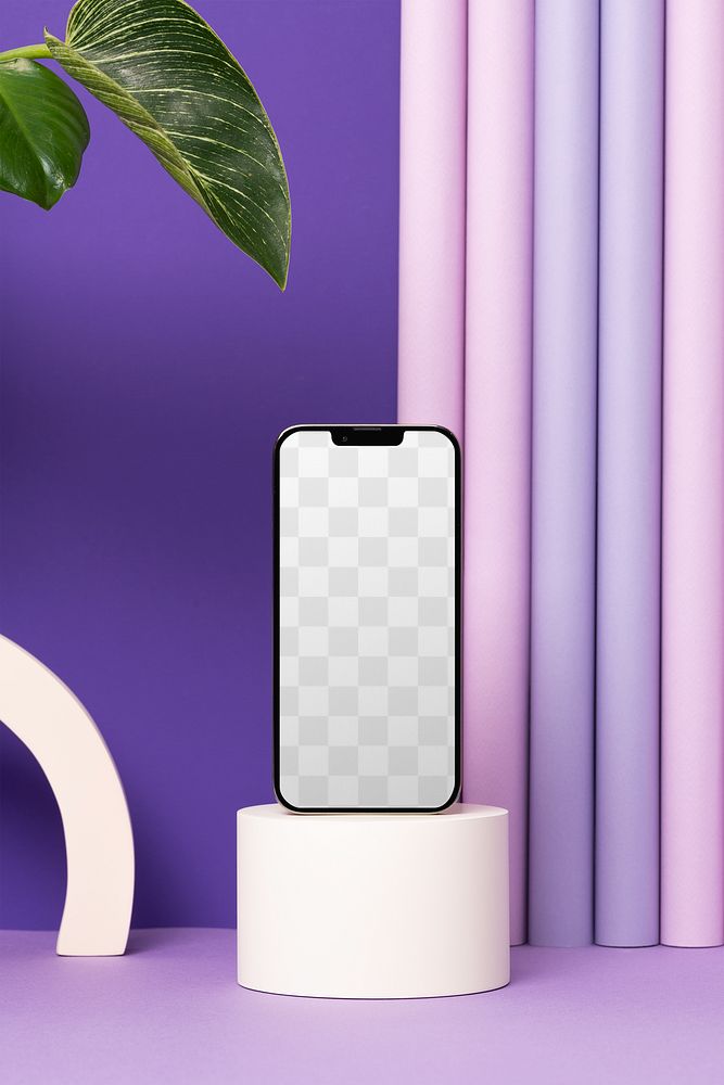 Smartphone screen png mockup, transparent aesthetic design 