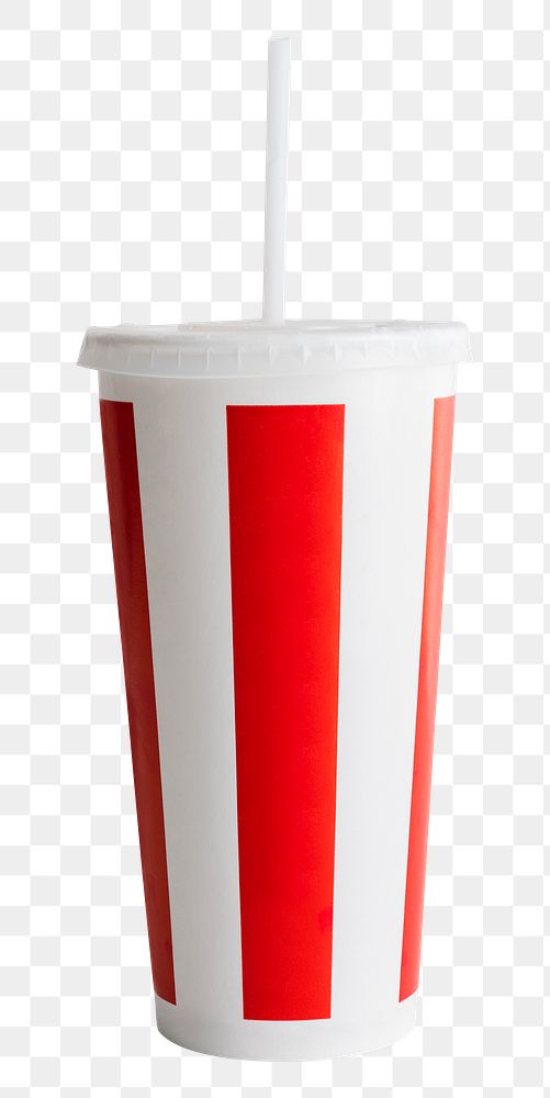 Red and white striped disposable soft drink cup