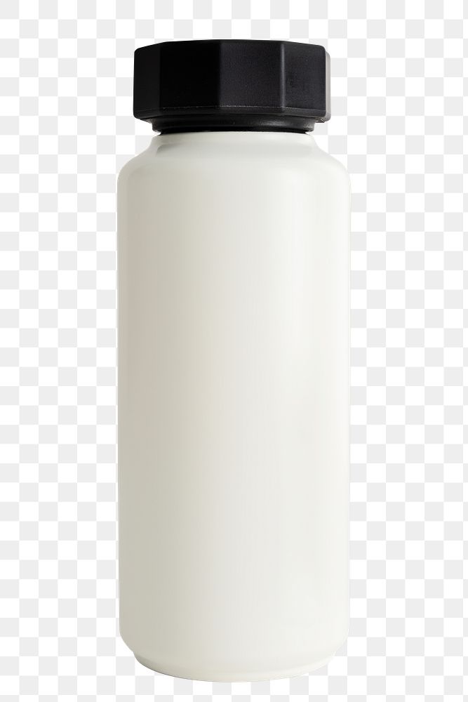 Minimal white water bottle with a black lid 