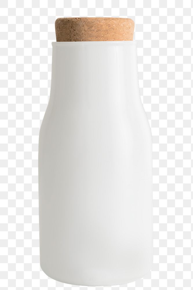 Minimal white metal container sealed with a cork 