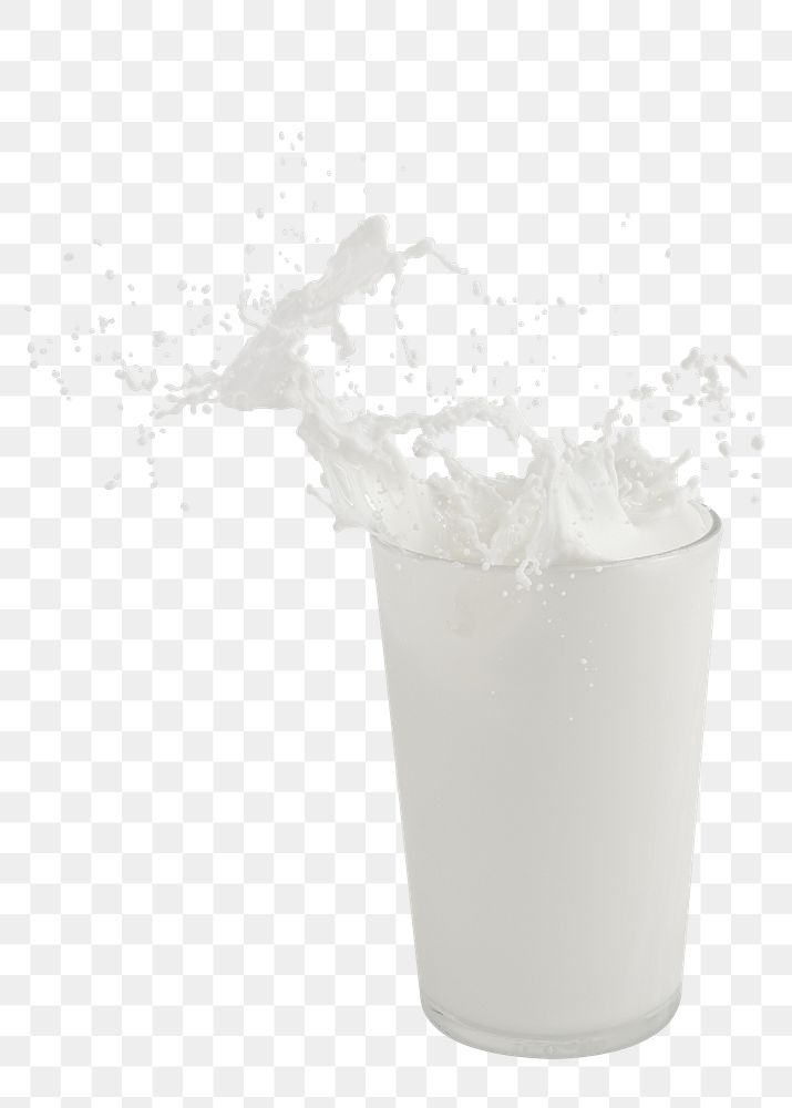 Milk splashing from a glass design element