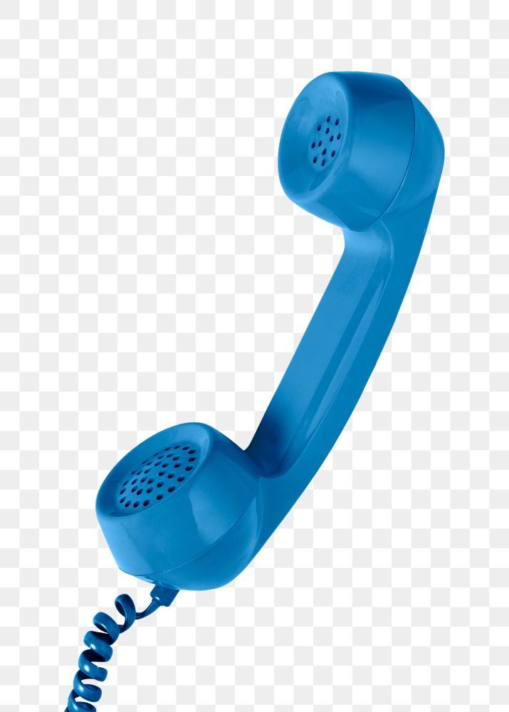 Blue corded retro phone design element