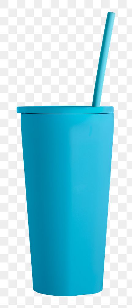 Blue tumbler with a straw design element 