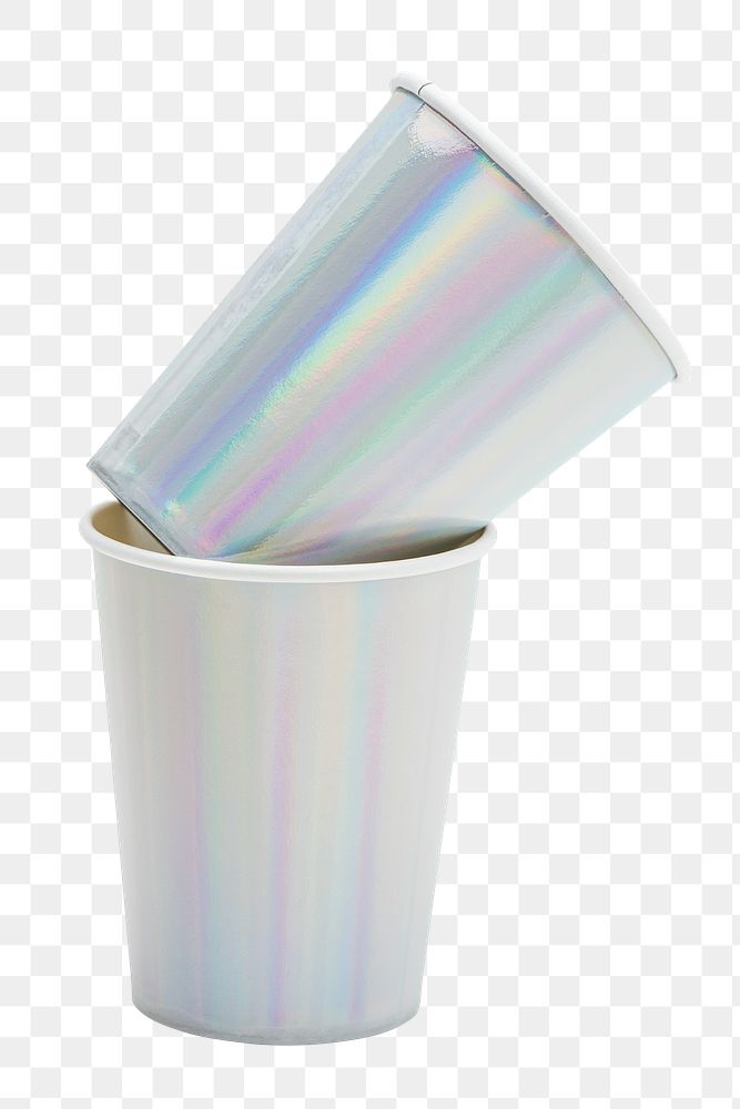 Two holographic plastic cups design element 