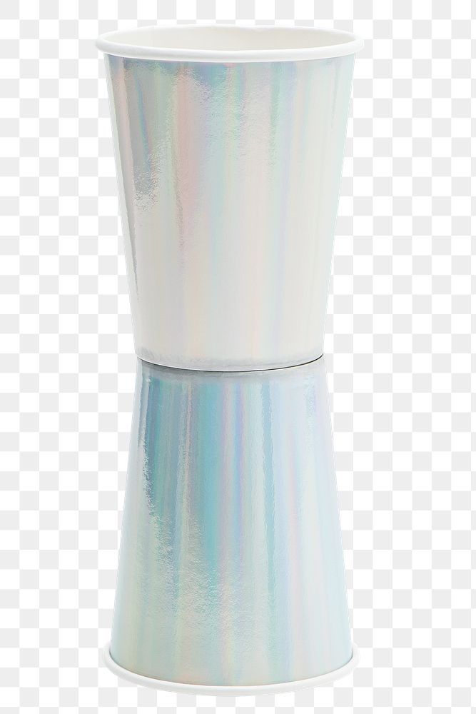 Shiny holographic plastic cups design element 