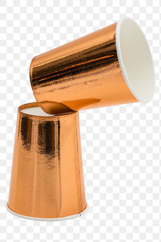 Shiny golden plsstic cups design element 