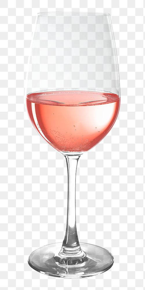 Png rose wine in a wine glass