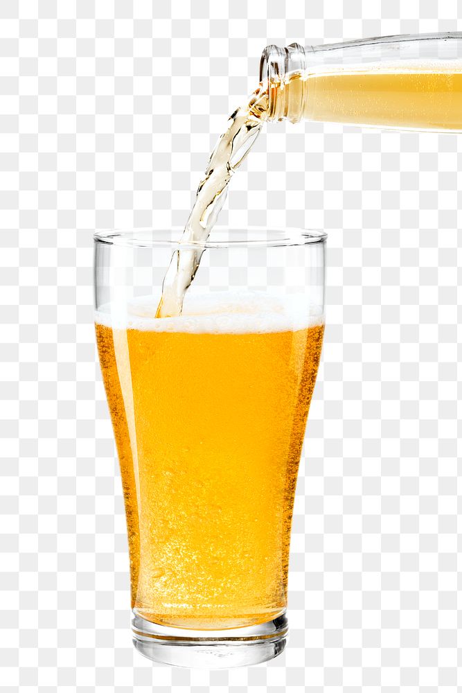 Beer pouring into a pint png from a beer bottle