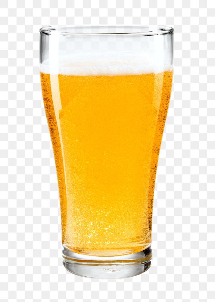 Beer with froth png in a glass mockup