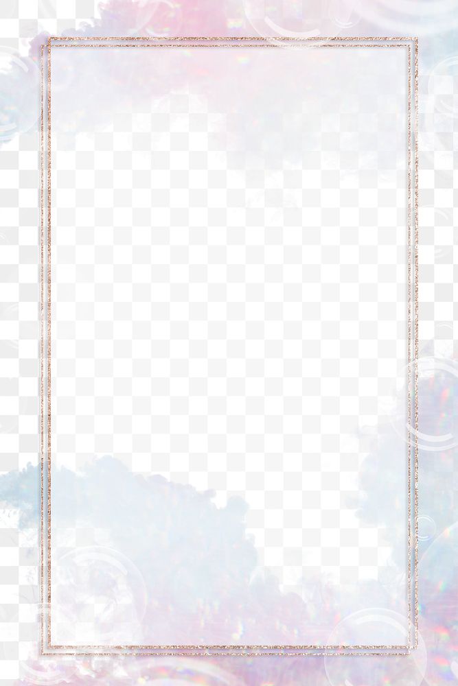 Glittery rectangle frame on a pastel soap bubble background design element