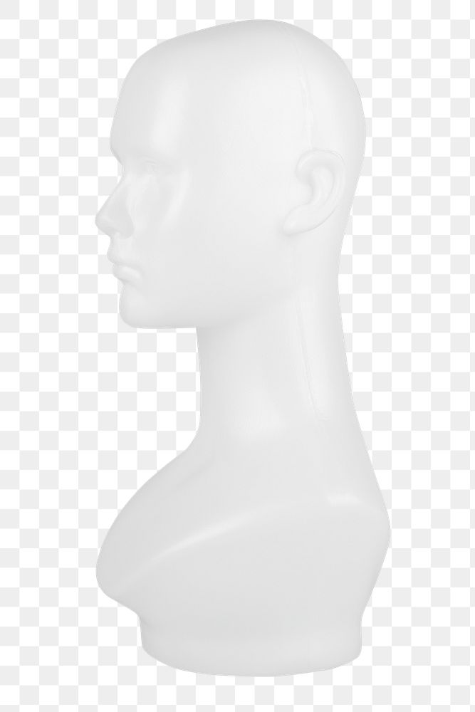 White mannequin head in profile gesture design element