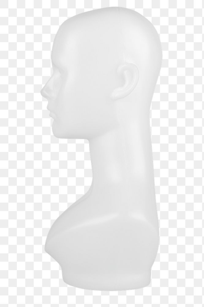 White mannequin head in profile gesture design element