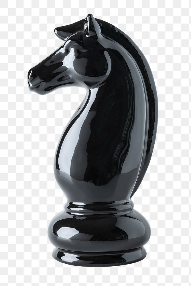 Shiny black knight chess piece design element