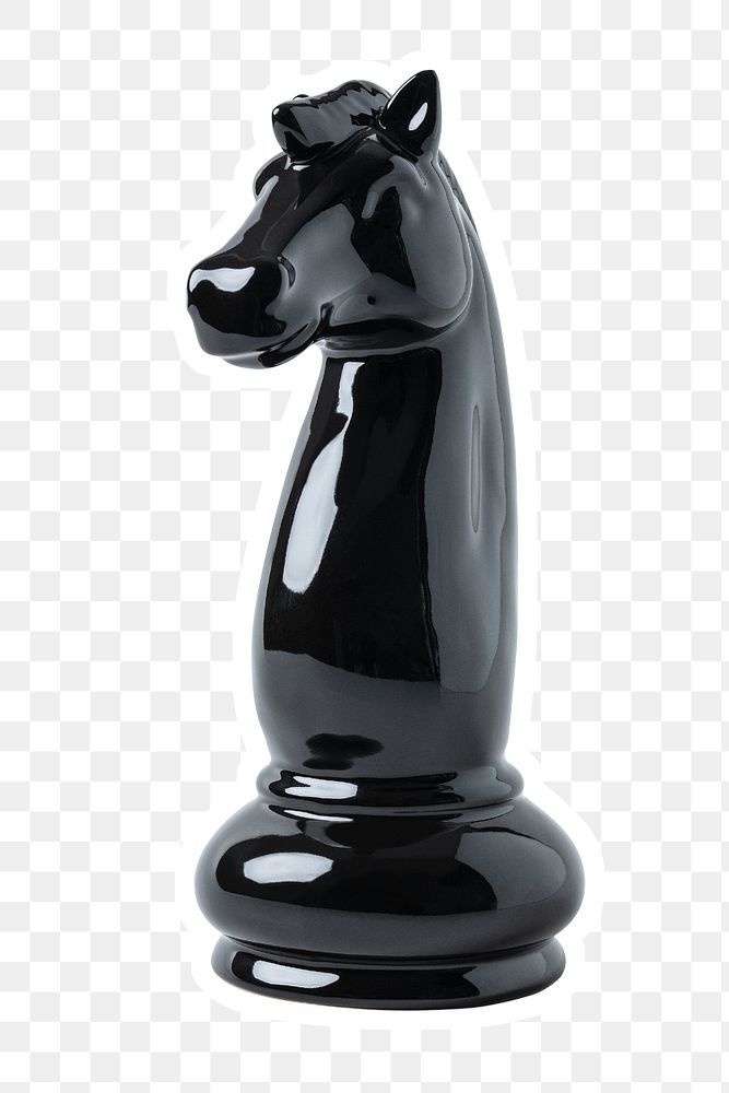 Shiny black knight chess piece sticker design element