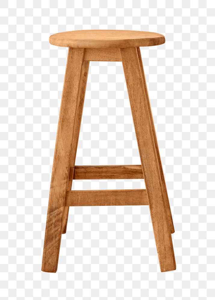 Single wooden stool design element