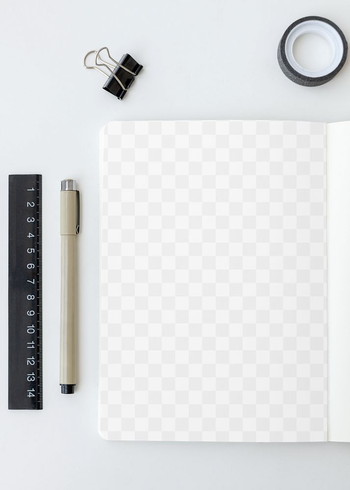 Blank notebook page with stationary design element