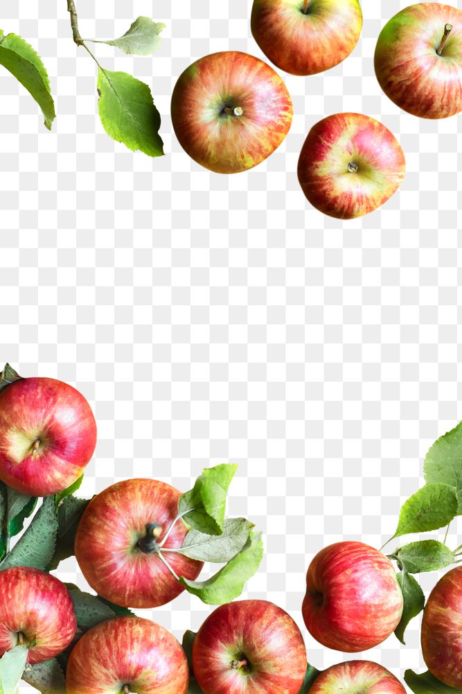 Red apples frame border png transparent background