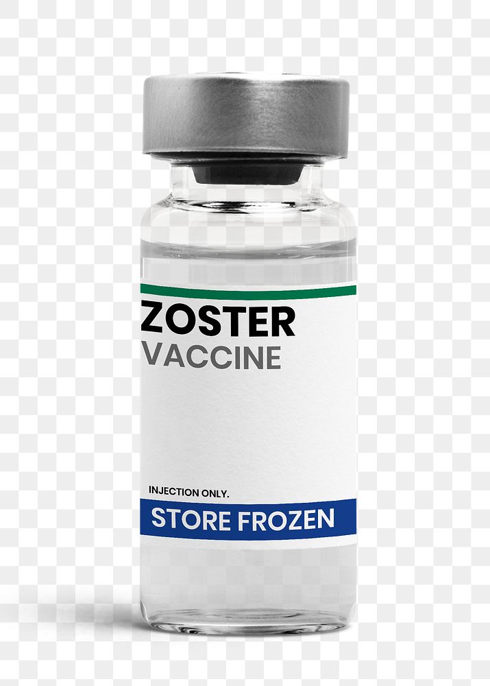 Injection vial bottle png mockup for zoster vaccine